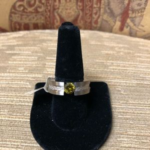 Titanium Ring with Yellow Stone Size 9